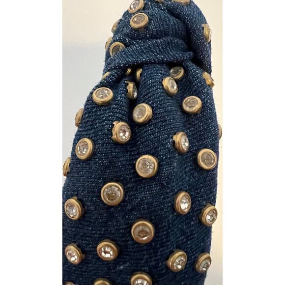 Lele Sadoughi Denim Crystal Knotted Headband NWOT - Picture 6 of 8